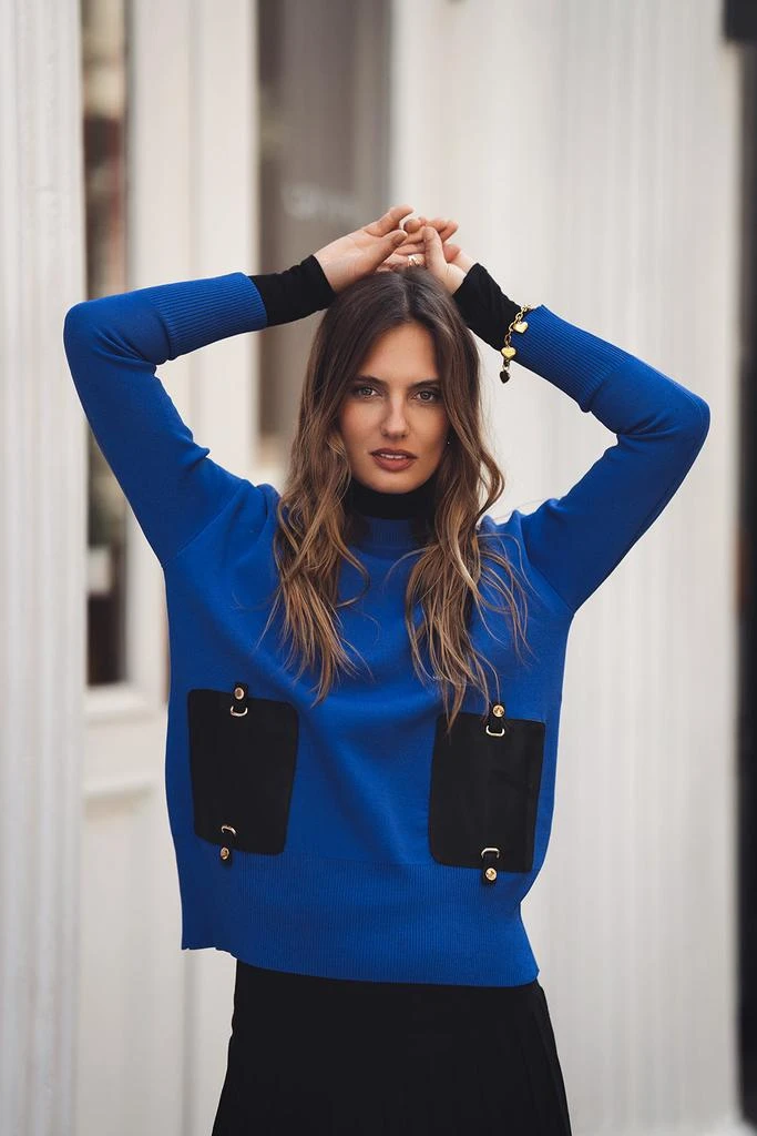 Aleeza Paris Aurora Satin Pocket Sweater 2