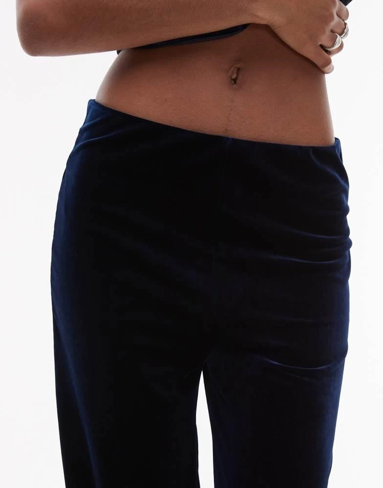 Mango Mango velvet wide leg trouser co-ord in navy 3
