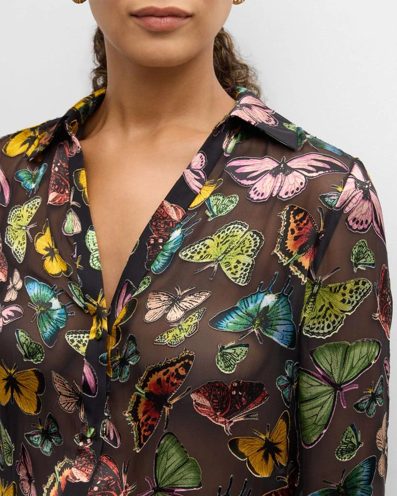 Alice + Olivia Eloise Butterfly-Print Button-Front Blouse 5
