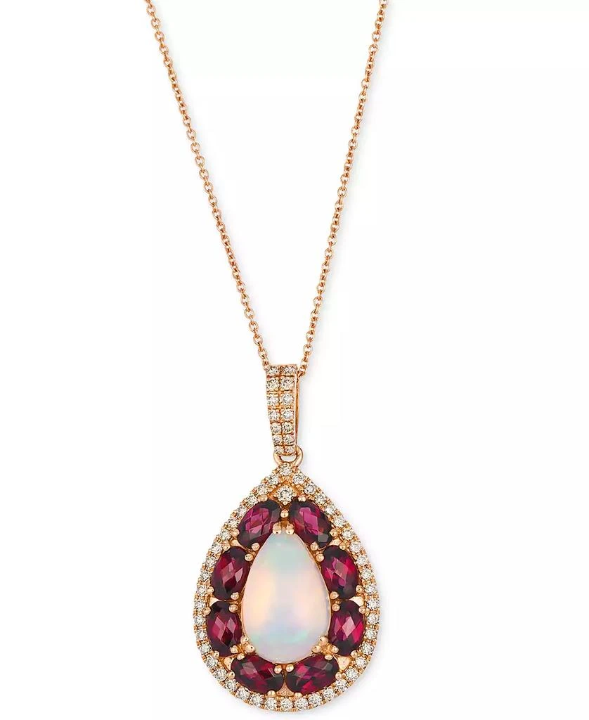 Le Vian Opal (1-1/2 ct. t.w.), Rhodolite (2-2/5 ct. t.w.) & Nude Diamond (1/2 ct. t.w.) Teardrop Pendant 20" Necklace in 14k Strawberry Gold 1