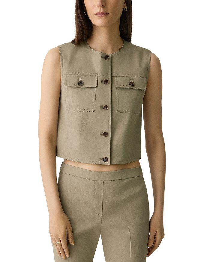 Theory Fitted Sleeveless Linen Vest