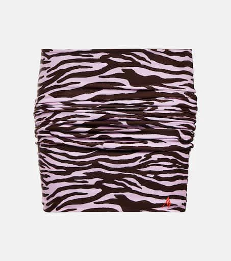 The Attico Ruched printed lycra miniskirt 1
