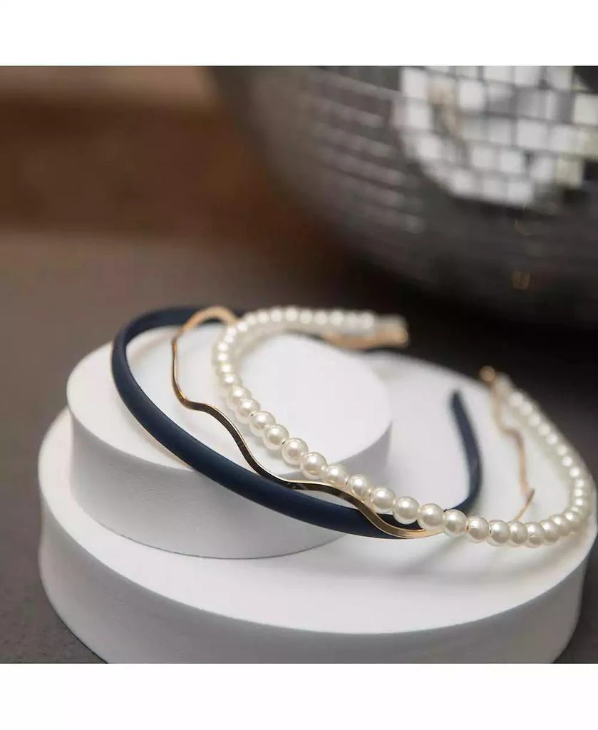 Headbands of Hope Headband Set - Blue + Pearl + Gold 3