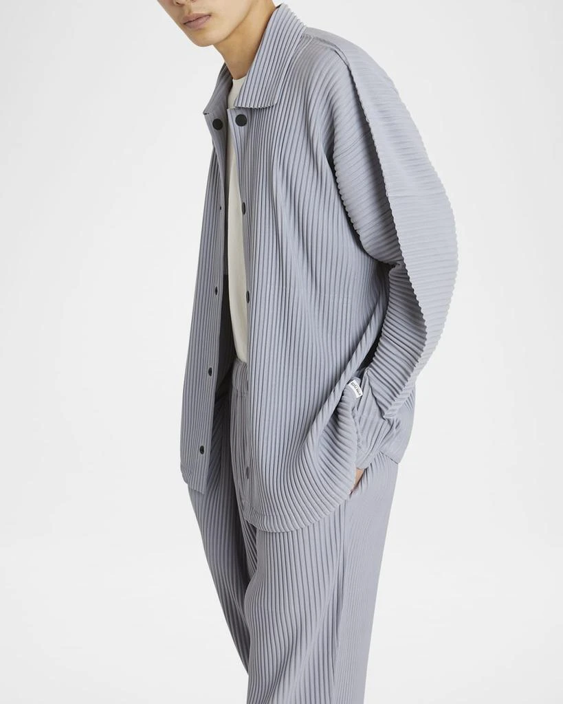 Homme Plisse Issey Miyake Men's Pleated Snap-Front Overshirt 7