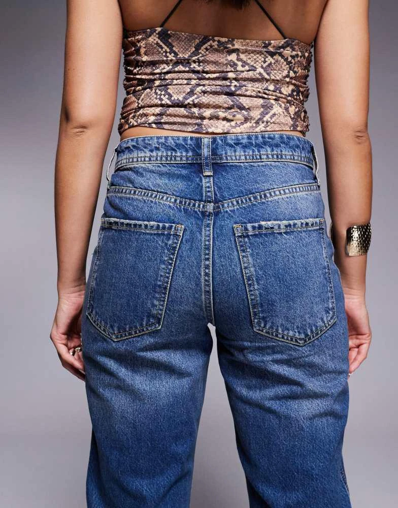 River Island River Island straight jean with turn ups in darkwash blue 4