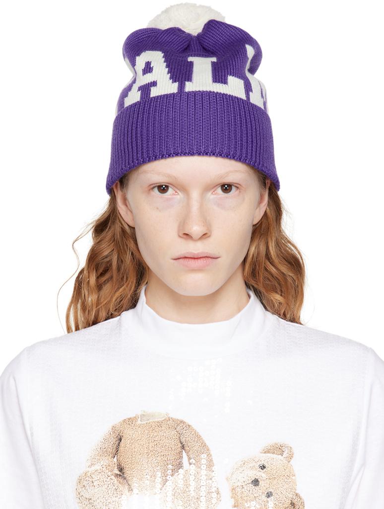 Palm Angels Purple Pom-Pon Beanie