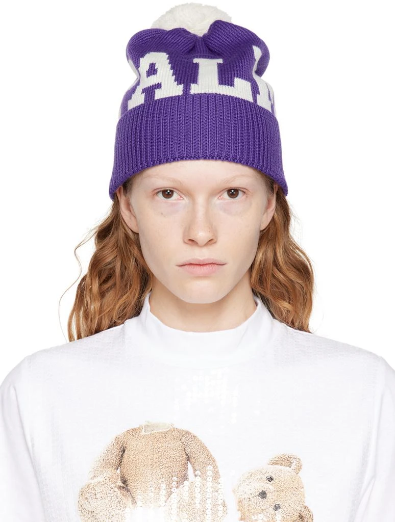 Palm Angels Purple Pom-Pon Beanie 1