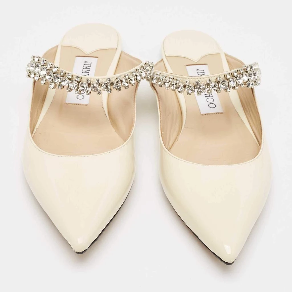 Jimmy Choo Jimmy Choo Cream Patent Leather Bing 65 Crystal Embellished Mule Size 36 3