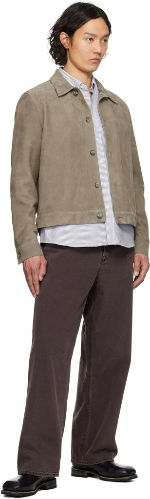 AMI Taupe Buttoned Suede Jacket 4
