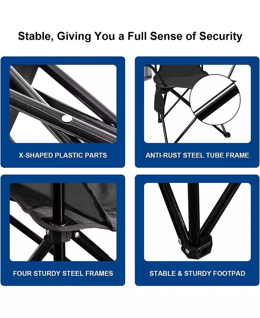 Piscifun olding Camping Collapsible Chairs Heavy Duty Lawn Chair with Cooler Bag, Storage Pocket, Waterproof Bag Outdoor Arm Chair, Supports 225LBS 4