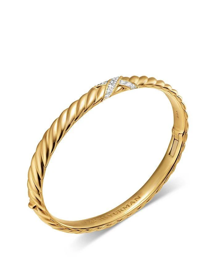 David Yurman Sculpted Cable X Center Station Cuff Bracelet in 18K Yellow Gold with Diamonds, 6mm 3