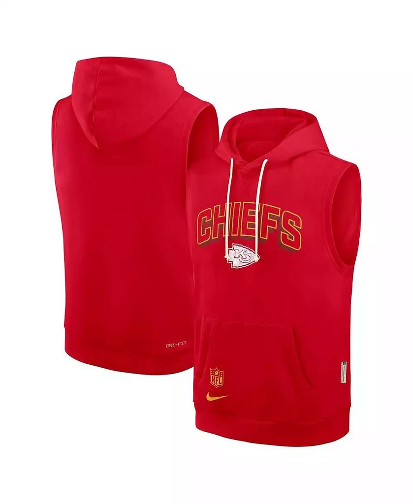NIKE Men's Red Kansas City Chiefs Sideline Performance Sleeveless Pullover Hoodie 1