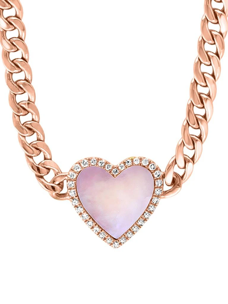 Effy 14K Rose Gold, Mother Of Pearl 
0.11 TCW Diamond Heart Pendant Necklace 2