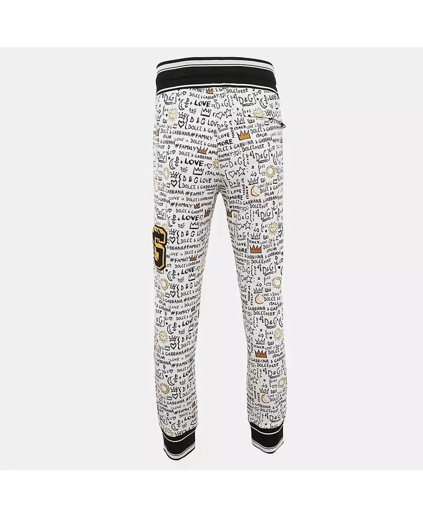Pre-Owned Dolce & Gabbana Women's White Graffiti Print Jersey Cotton Knit Joggers 4