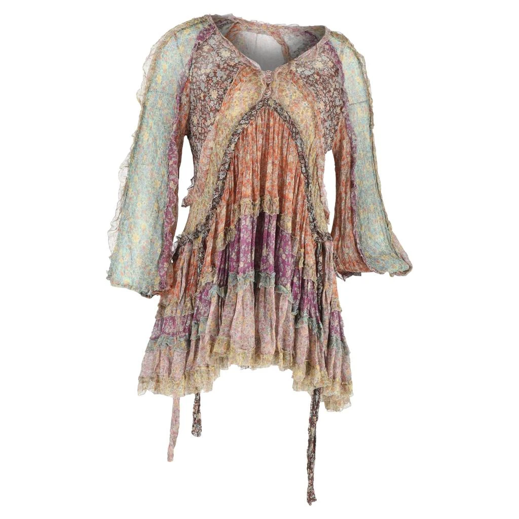 Zimmermann Carnaby Floral Print Mini Tiered Dress in Multicolor Silk 1