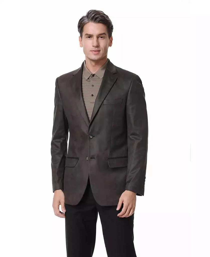 Daniel Hechter Mens Dark Brown Microsuede two button Sport Coat 1