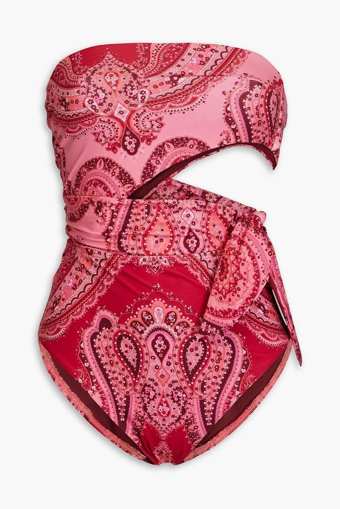 Zimmermann Separates Sculpt cutout paisley-print bandeau swimsuit 1