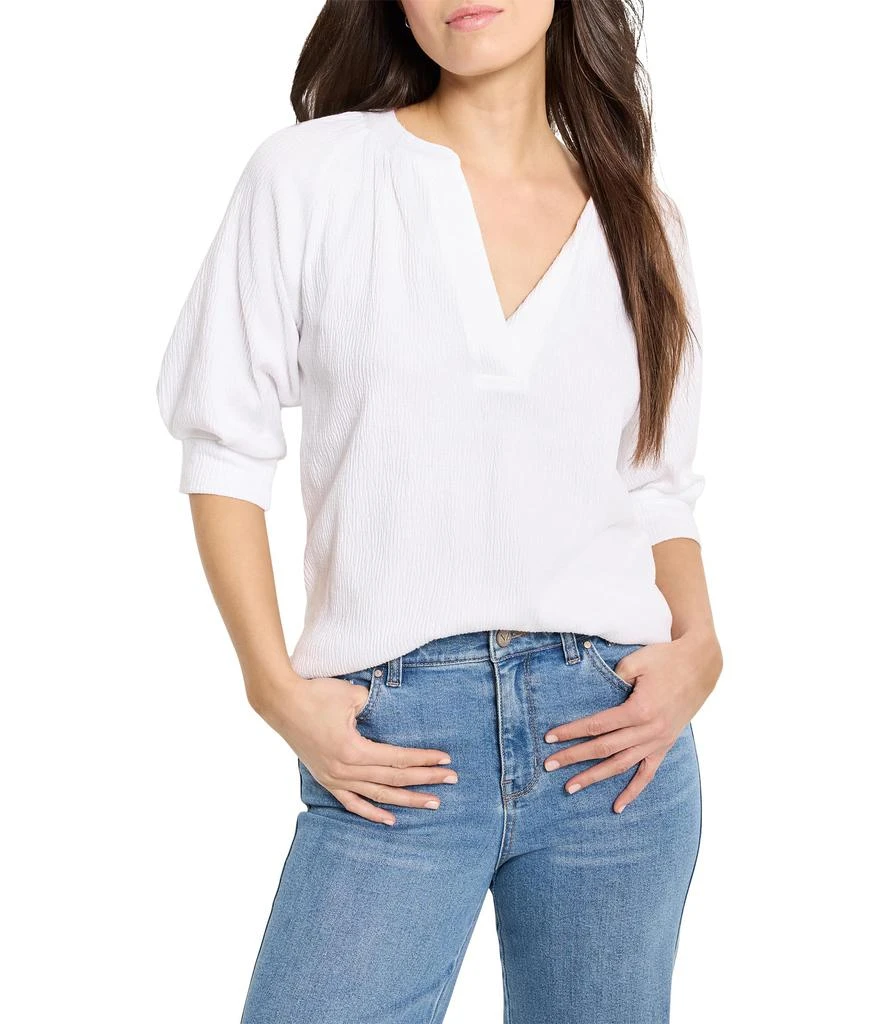 NIC+ZOE Petite Crinkle Knit Cafe Top 1
