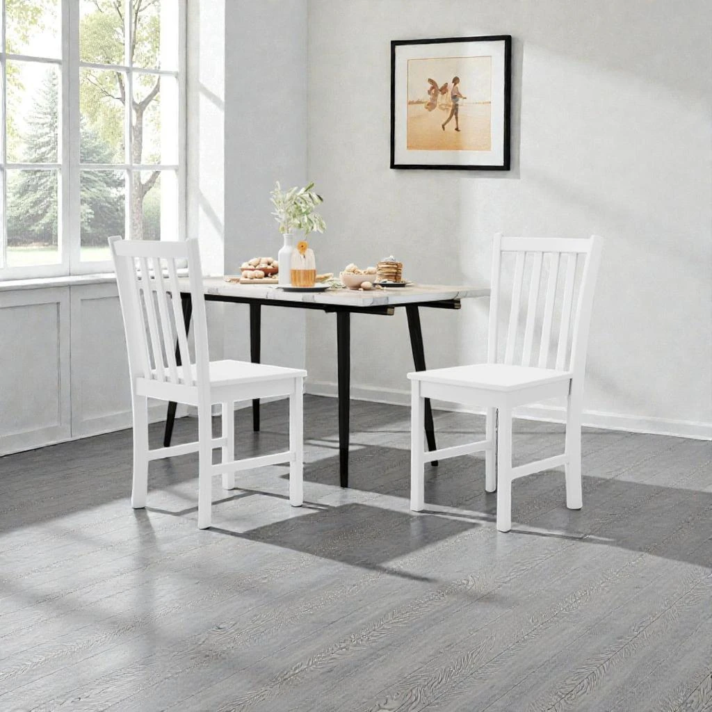 Hivvago Farmhouse-Style Wooden Chairs with Tilted Slat Backrest for Dining Rooms - Set of 2