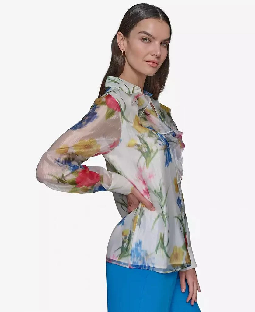 Karl Lagerfeld Paris Women's Floral-Print Ruffled Blouse 4