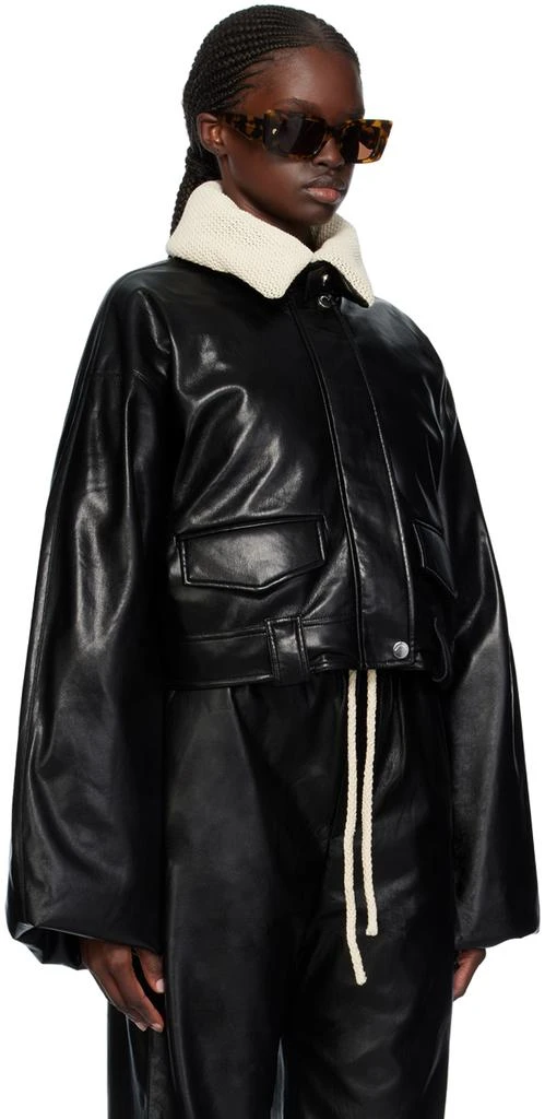 Nanushka Black Hollie Vegan Leather Down Bomber Jacket 2