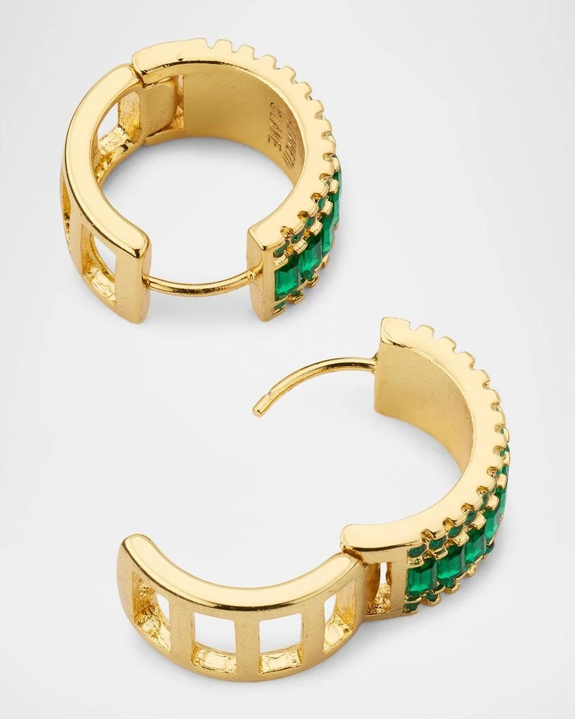 Golconda by Kenneth Jay Lane Faux Emerald Baguette Huggie Earrings 4