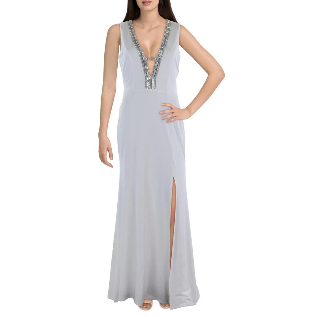 Bebe Womens Embellished Plunging Evening Dress 1