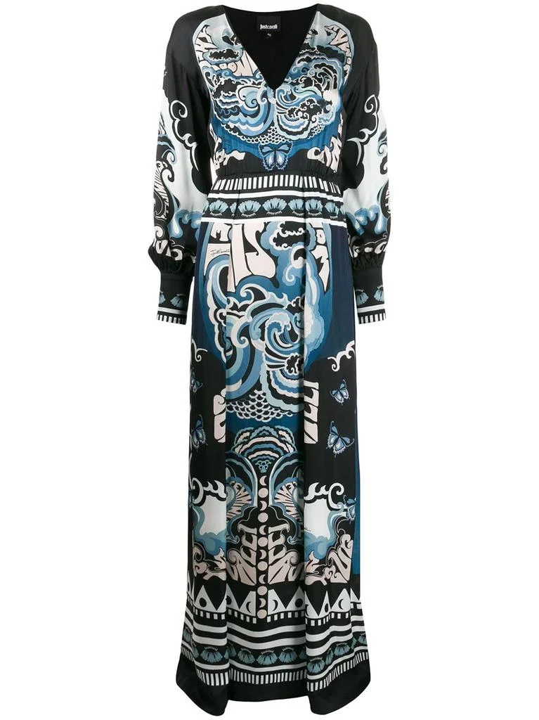 Just Cavalli ornate-print V-neck maxi dress - women 1