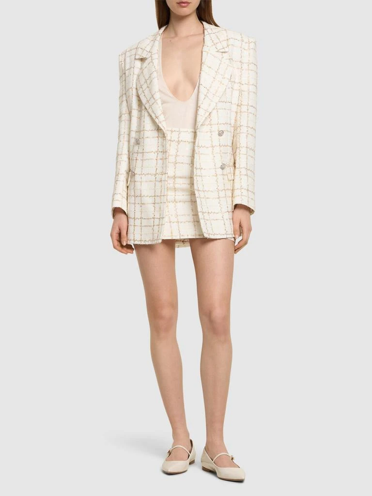 Alessandra Rich Oversized Sequined Checked Tweed Jacket 1