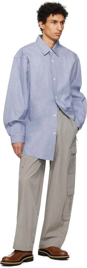 Hed Mayner Blue Twin Pleats Shirt 4