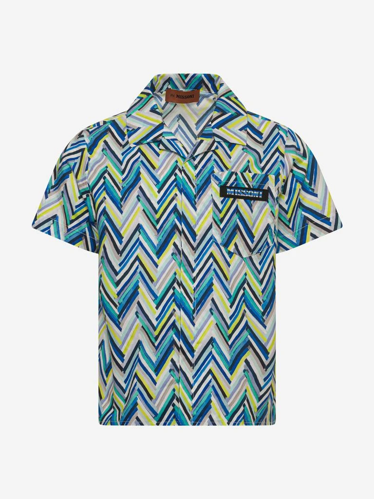 Missoni Missoni Boys Zigzag Beach Shirt in Blue 1