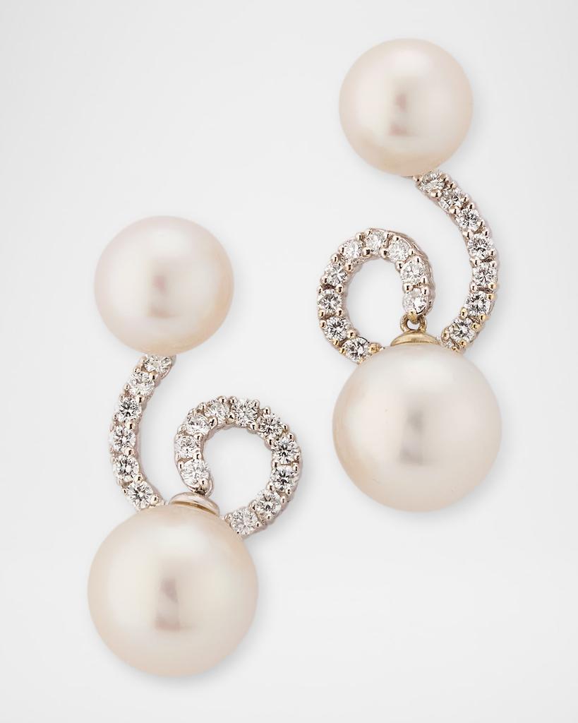 BELPEARL 18K White Gold 10.5-13.5mm South Sea Pearl Earrings with Diamonds