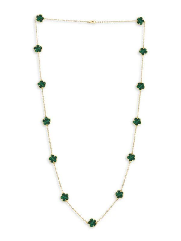 JanKuo Flower 14K Goldplated & Synthetic Emerald Station Necklace 1