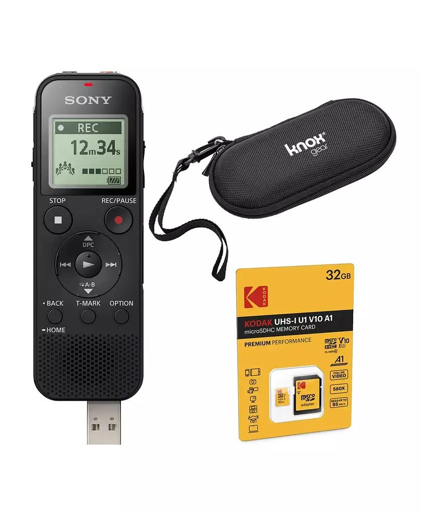 SONY ICDBX140 4GB MP3 Digital Voice Recorder w/ Hardshell Case and 32GB SD Card 3