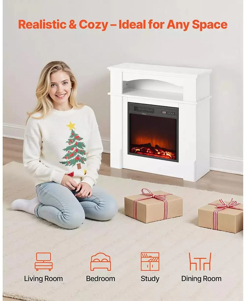 SUGIFT 33" Freestanding Electric Fireplace Stove Heater with Mantel 1500W 8