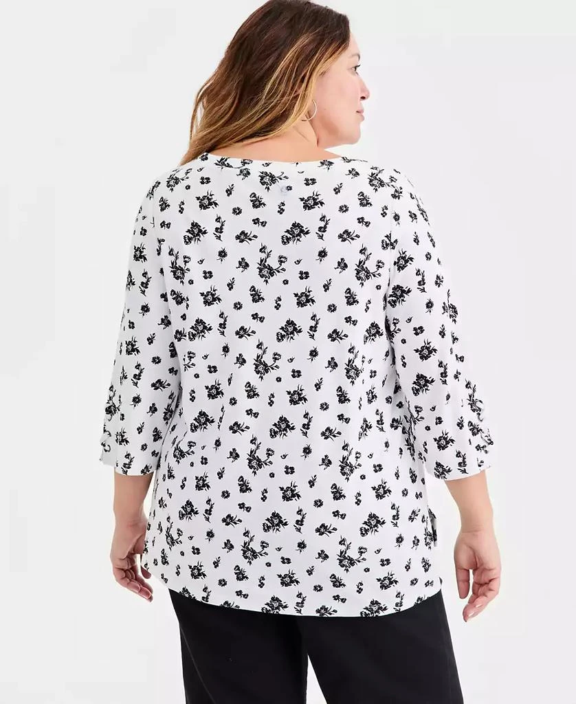Style 
Co Plus Size Printed Boat-Neck Cotton Lace-Up-Sleeve Tunic, Macy
s Exclusive 2