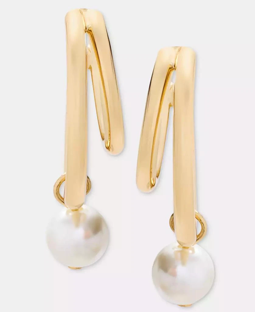 Karl Lagerfeld Paris Glass Pearl Drop Hoop Earrings
