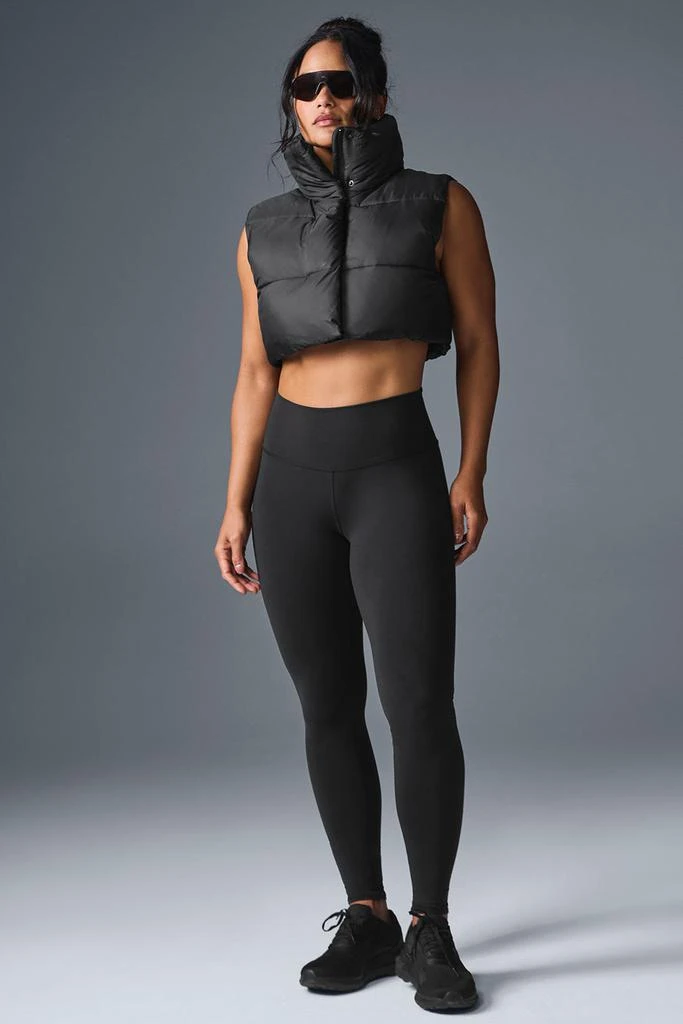 Alo Cropped Gold Rush Puffer Vest - Black 4