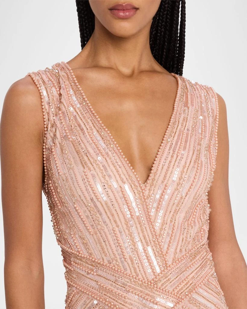 Pamella Roland Column Bead Sequined Tulle Gown 5