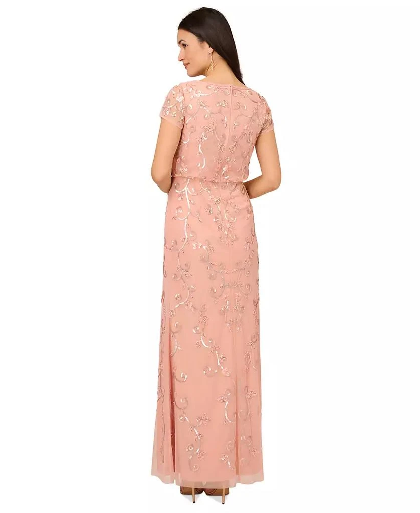 Adrianna Papell Women's V-Neck Beaded Short-Sleeve Gown 2