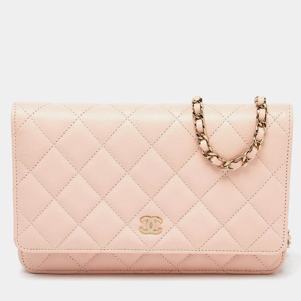 Chanel Chanel Peach Quilted Caviar Leather CC Flap Wallet on Chain 1