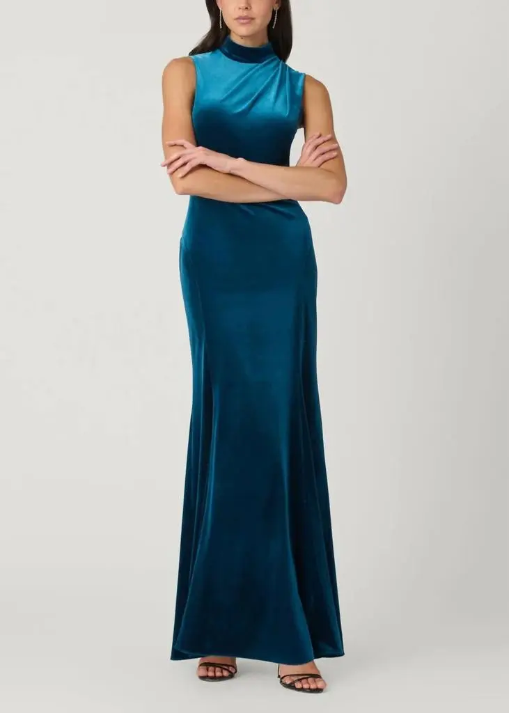 Shoshanna Shoshanna - Lorelei Sleeveless Mock-neck Velvet Gown