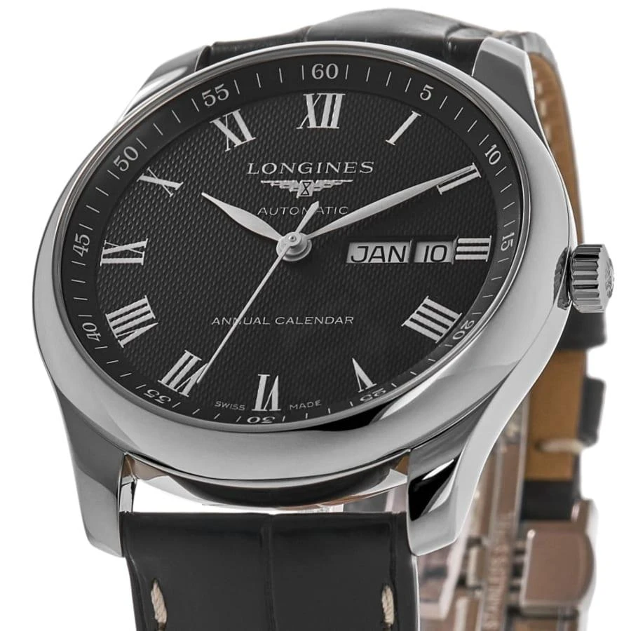 Longines Master Collection Automatic 40mm Black Dial Black Leather Strap Men's Watch 2
