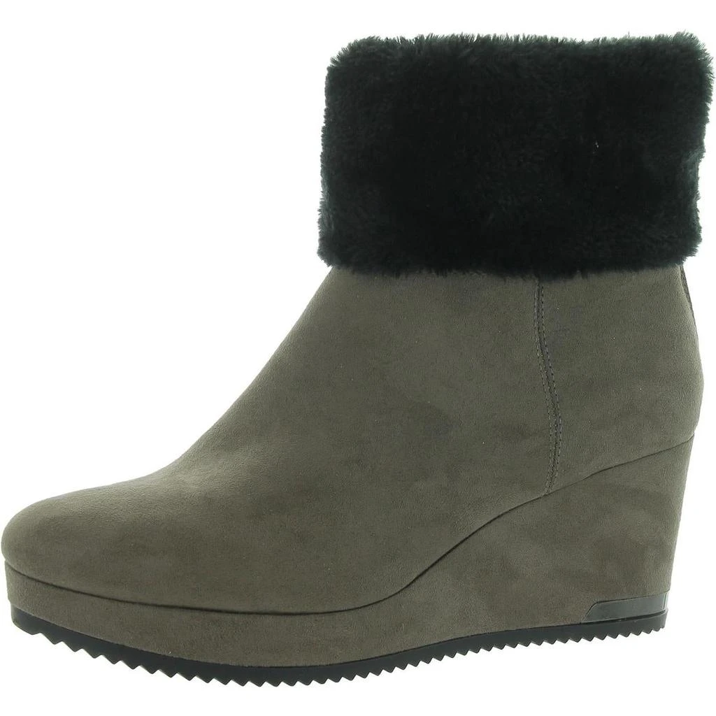 DKNY Nadra Womens Padded Insole Faux Fur Wedge Boots 5