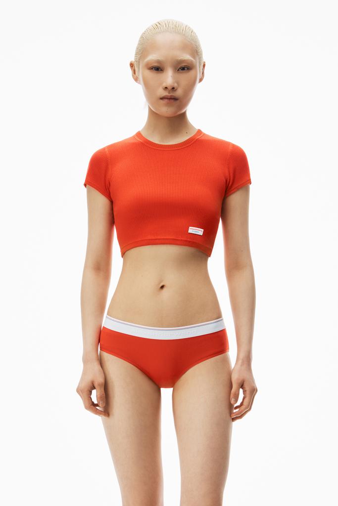 Alexander Wang cropped short-sleeve tee in ribbed cotton