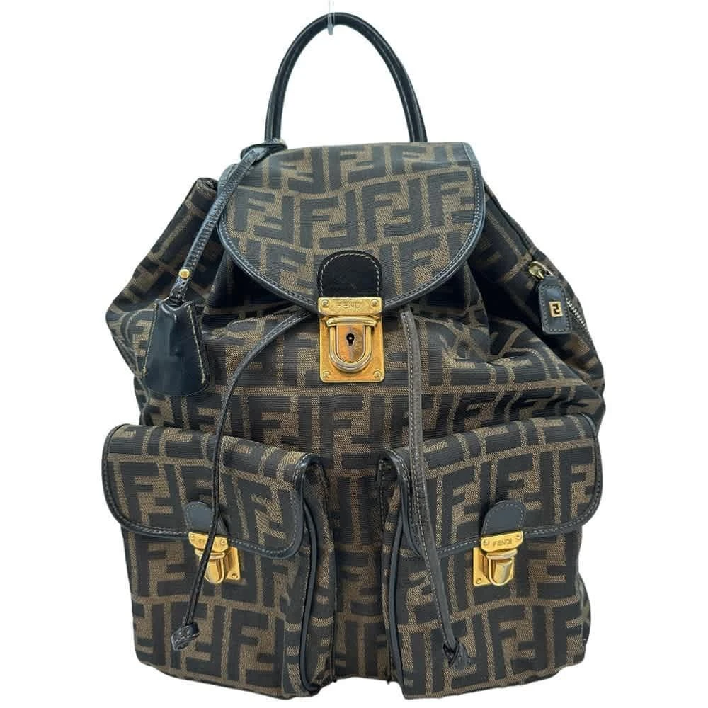 Fendi Backpack Daypack Zucca Canvas Canvas Backpack Bag (Pre-Owned)