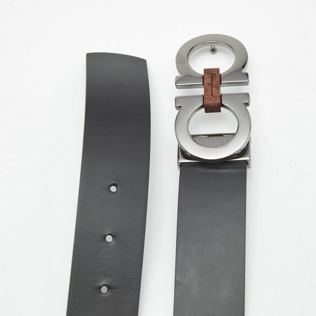 Salvatore Ferragamo Salvatore Ferragamo Black/Brown Leather Gancini Buckle Cut to Size Belt 2