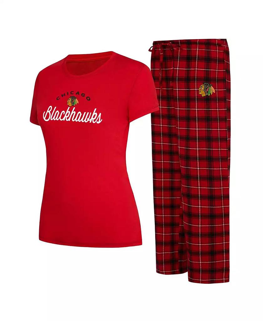 Concepts Sport Women's Red, Black Chicago Blackhawks Arctic T-shirt and Pajama Pants Sleep Set