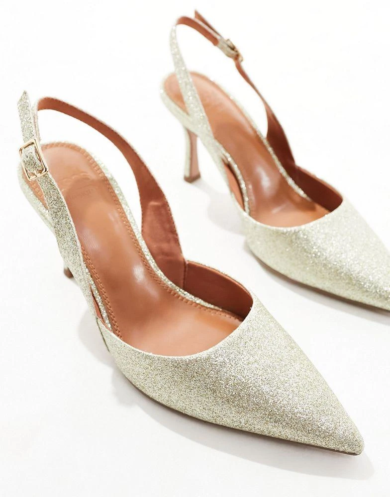 ASOS ASOS DESIGN Samber 2 slingback stiletto heels in gold glitter 3