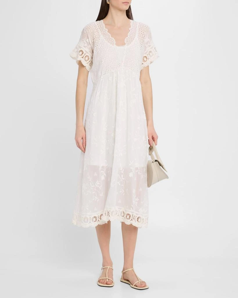 Johnny Was Pina Scalloped Eyelet Embroidered Midi Dress 4